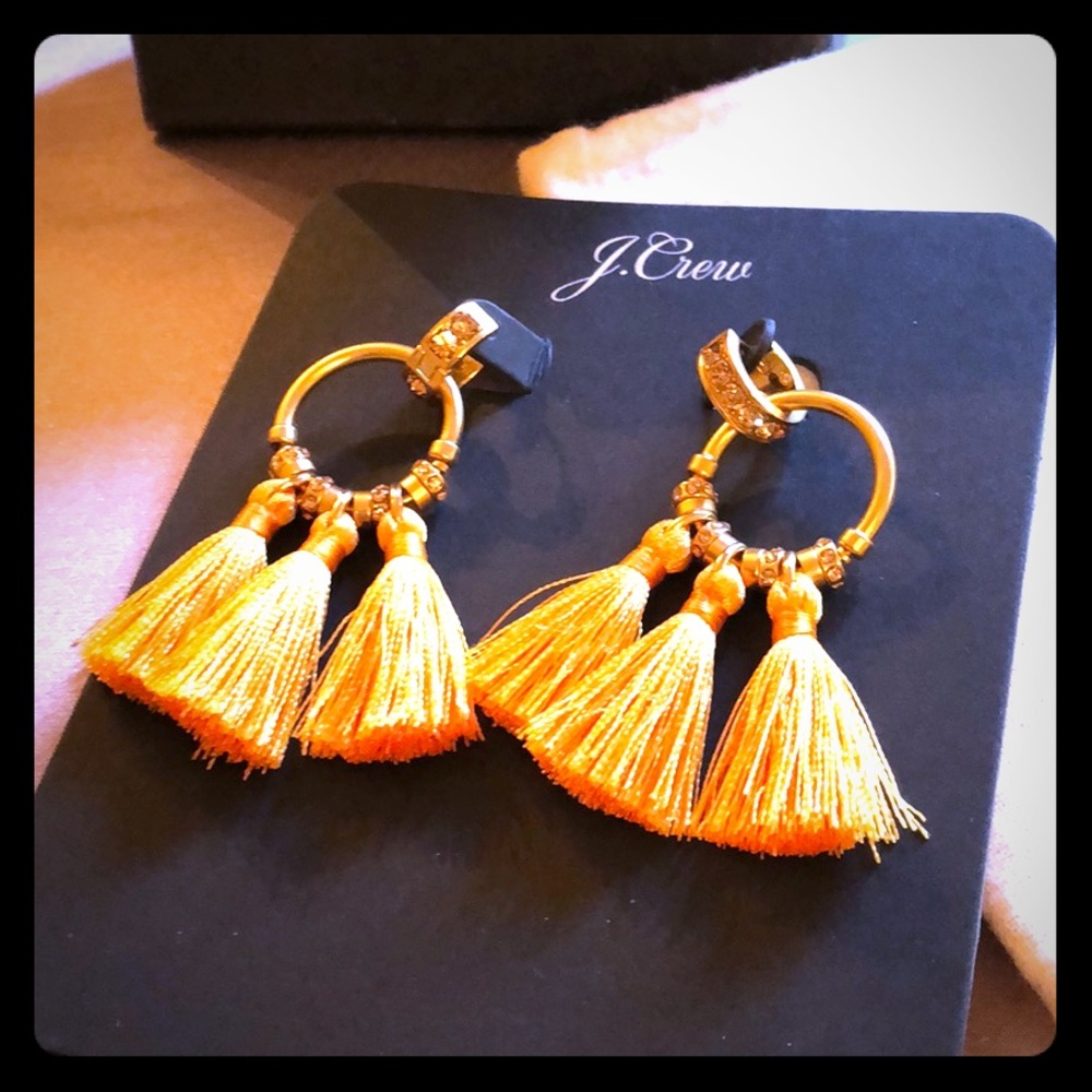 NEW J. Crew Pave Tassel Earrings Gold